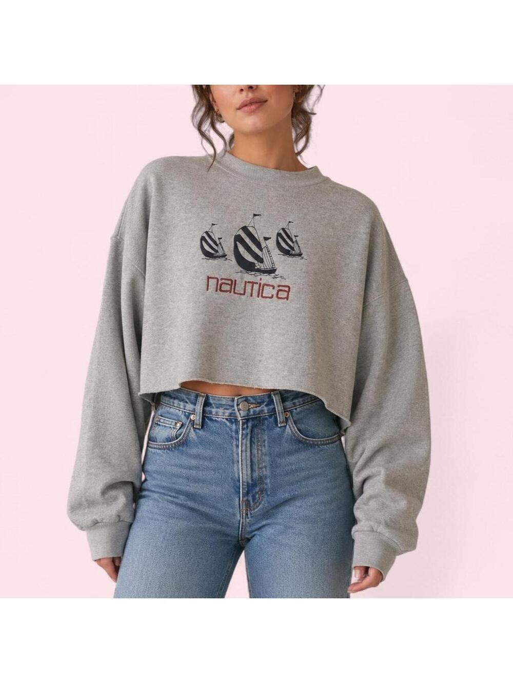 Nautica Embroidered Sailboat Cropped Sweatshirt ⛵️